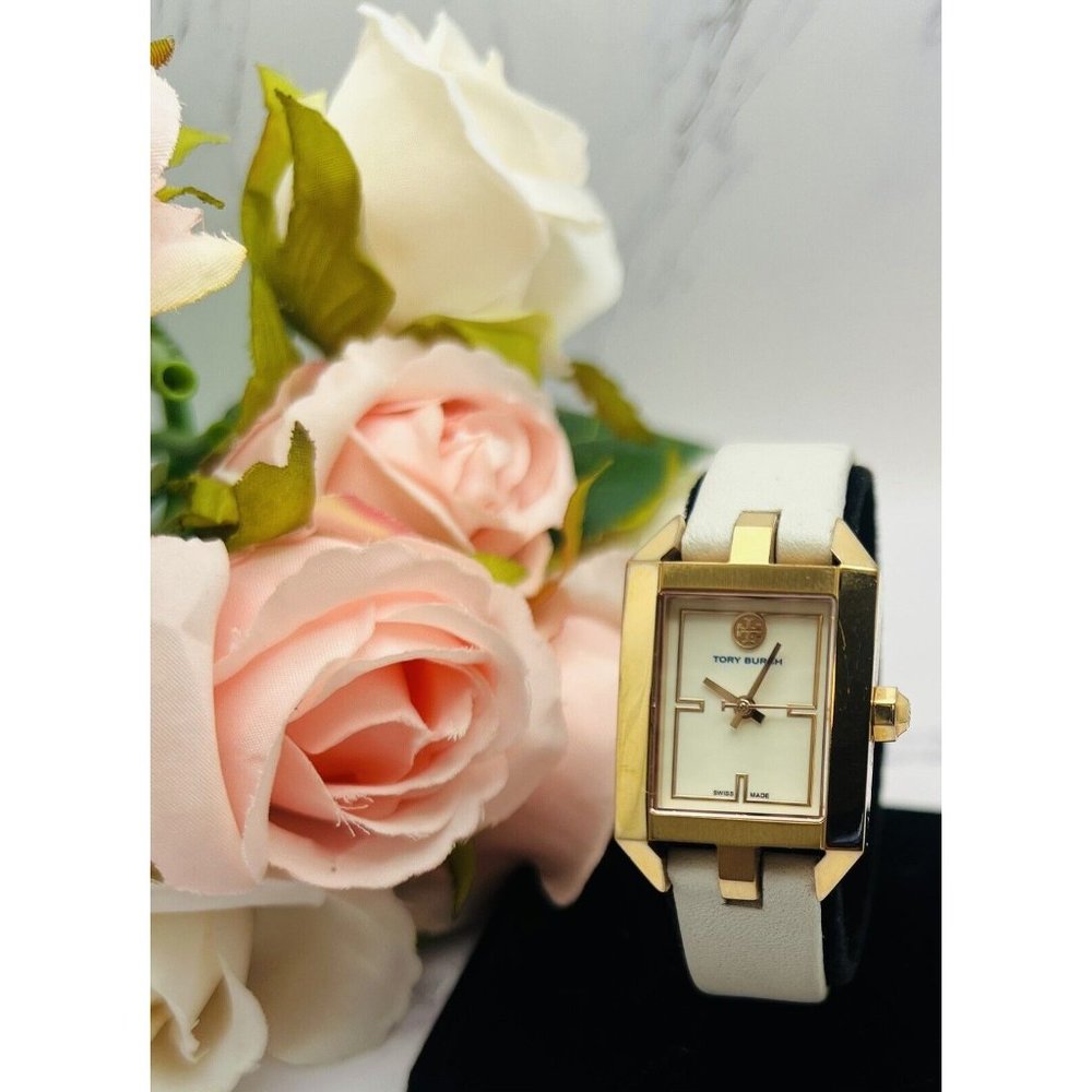 Tory Burch Dalloway Gold/ Cream Genuine Leather Strap Watch TB1105
